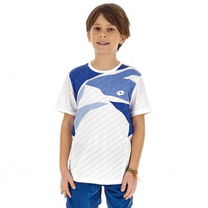 Kids' Lotto Tech B I - D2 T-shirts White / Blue | 58124-CZTW