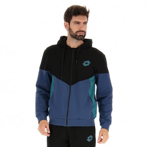 Men Lotto Athletica Plus Ii Fz Hd Jackets Black / Blue | 87356-LBUM