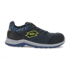 Men Lotto Hit 200 S3 Safety Shoes Blue / Black / Green | 14869-ITUB