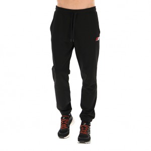 Men Lotto Logo Uno Sport Pants Black | 36045-TXWD