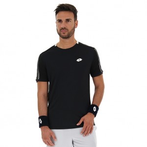 Men Lotto Squadra Ii Pl T-shirts Black | 73420-ITEY