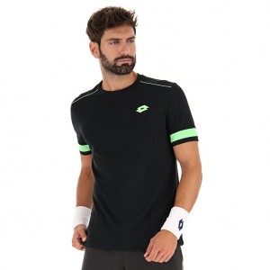 Men Lotto Superrapida V T-shirts Black / Green | 69712-BZCT