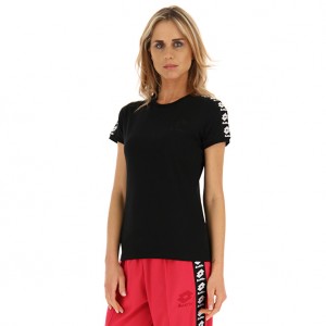 Women Lotto Athletica Icon W T-shirts Black | 08651-JSAM