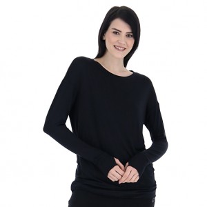 Women Lotto Dinamico W V Ls Vi T-shirts Black | 67504-NZKQ