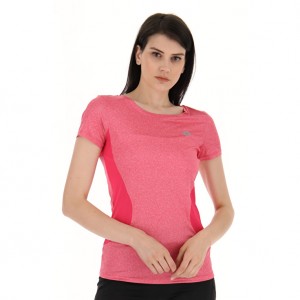 Women Lotto Run Fit W Mel T-shirts Pink | 39147-CEQB