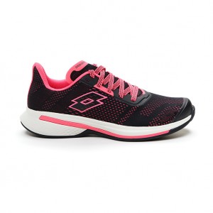 Women Lotto Speedevo 100 W Running Shoes Black / Pink | 59701-BNXM
