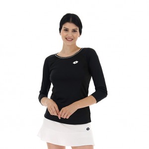 Women Lotto Squadra W Ls Pl T-shirts Black | 76291-CEAV