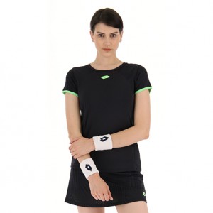 Women Lotto Superrapida W V T-shirts Black / Green | 16372-NRMC