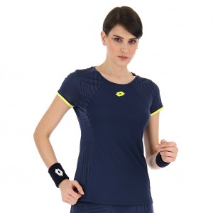 Women Lotto Superrapida W V T-shirts Dark / Blue / Yellow | 23690-XEAK