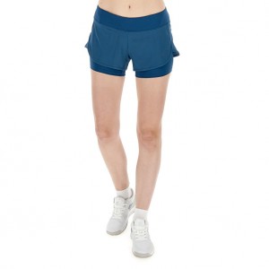 Women Lotto Tech W I - D1 Shorts Blue | 01547-LGCK
