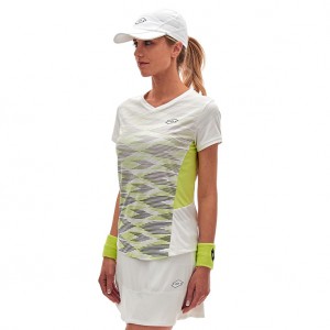 Women Lotto Tech W I - D4 T-shirts White / Green | 13749-FZYT