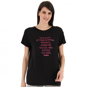 Women Lotto Text W Vi T-shirts Black | 12736-VSMQ
