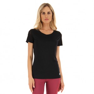 Women Lotto Workout W T-shirts Black | 95640-ZAYB