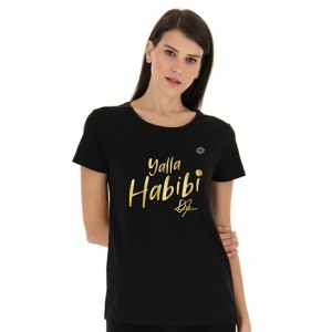 Women Lotto Yalla Habibi Jabeur W T-shirts Black | 51907-CEQU