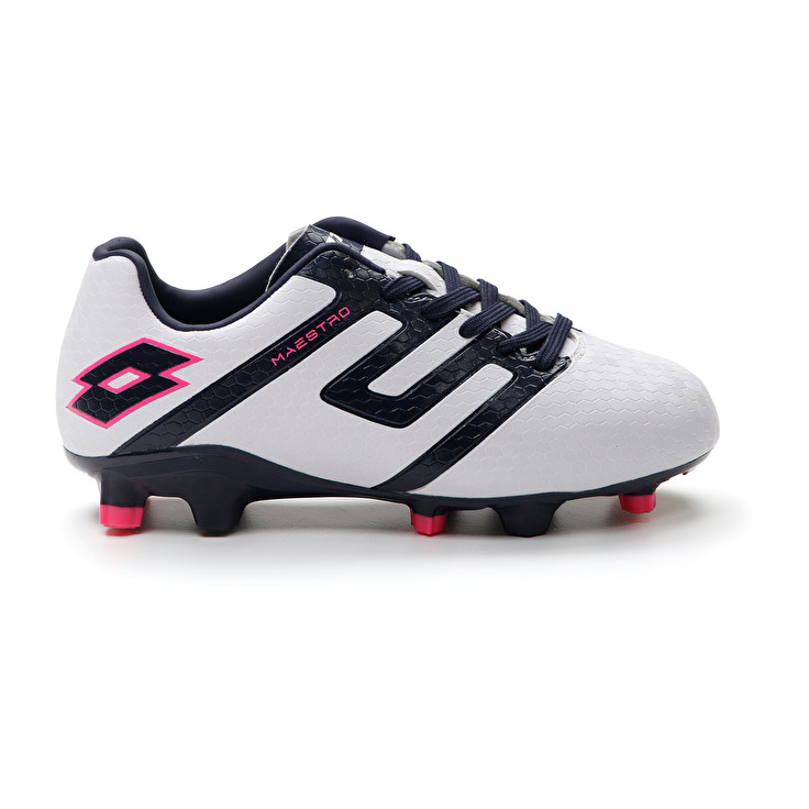 Kids\' Lotto Maestro 700 Iv Fg Jr Soccer Shoes White / Navy / Blue | 15429-KNVY