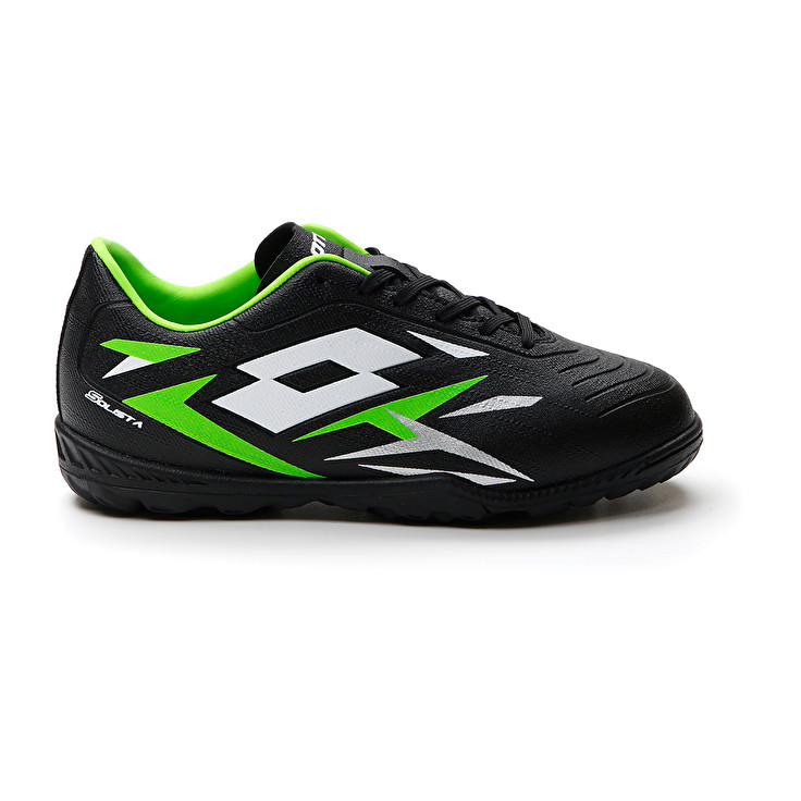 Kids\' Lotto Solista 700 Vi Tf Jr Soccer Shoes Black / Green / White | 68594-ZENM