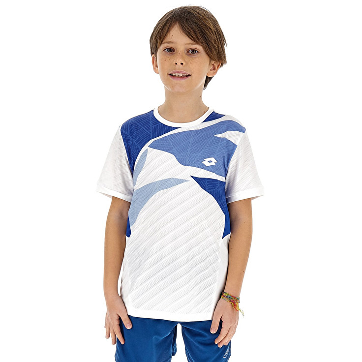 Kids\' Lotto Tech B I - D2 T-shirts White / Blue | 58124-CZTW