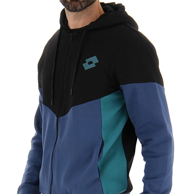 Men Lotto Athletica Plus Ii Fz Hd Sweatshirts Black / Blue | 98517-WPXV