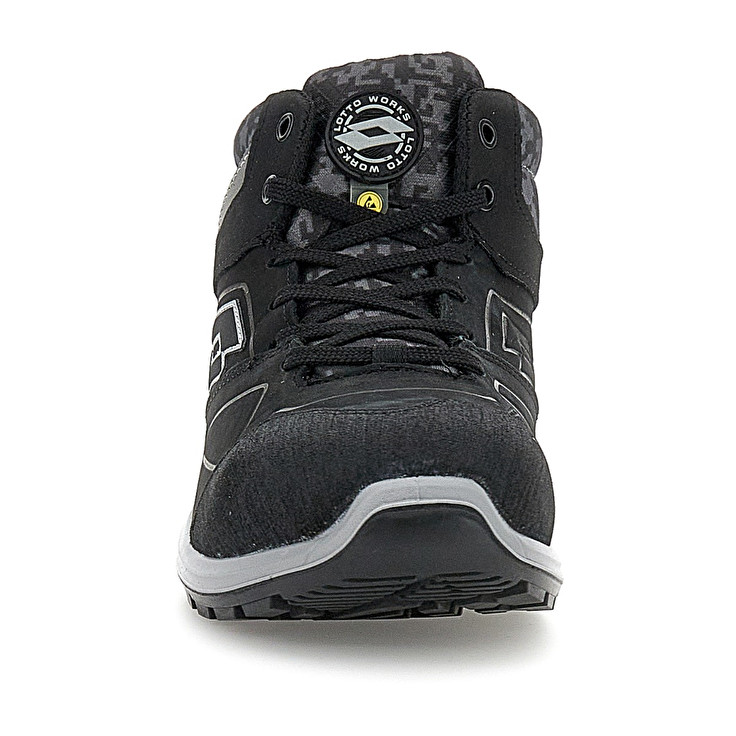 Men Lotto Hit 200 Mid S3 Esd Safety Shoes Black | 25637-QAFI