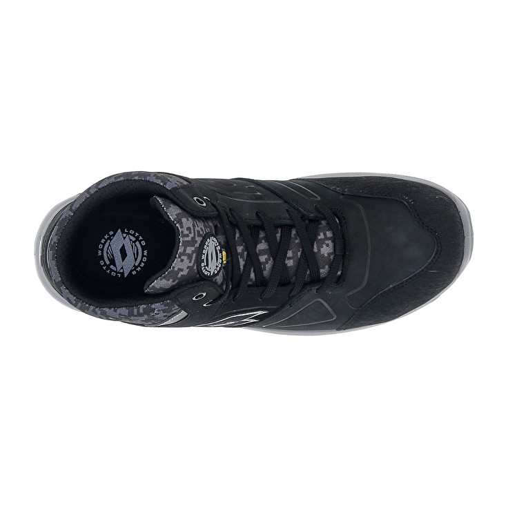 Men Lotto Hit 200 Mid S3 Esd Safety Shoes Black | 25637-QAFI