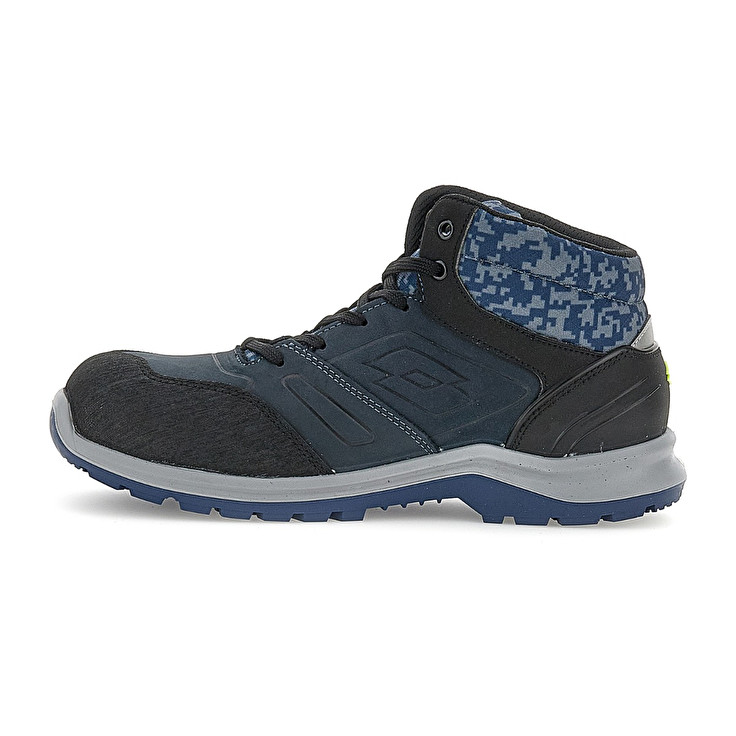Men Lotto Hit 200 Mid S3 Safety Shoes Blue / Black / Green | 97650-EBSG