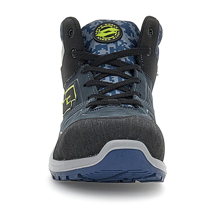 Men Lotto Hit 200 Mid S3 Safety Shoes Blue / Black / Green | 97650-EBSG