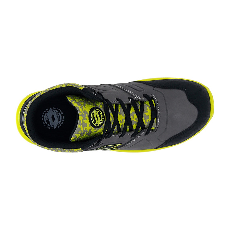 Men Lotto Hit 200 Mid S3 Safety Shoes Grey / Black / Green | 69130-DRYI