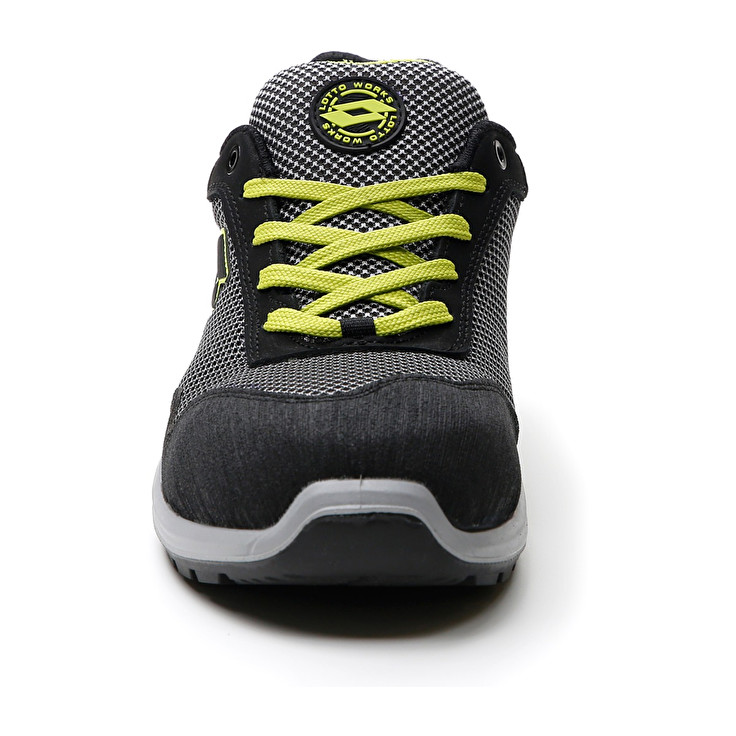 Men Lotto Hit 425 S1p Safety Shoes Dark / Silver / Green | 32587-WSRT