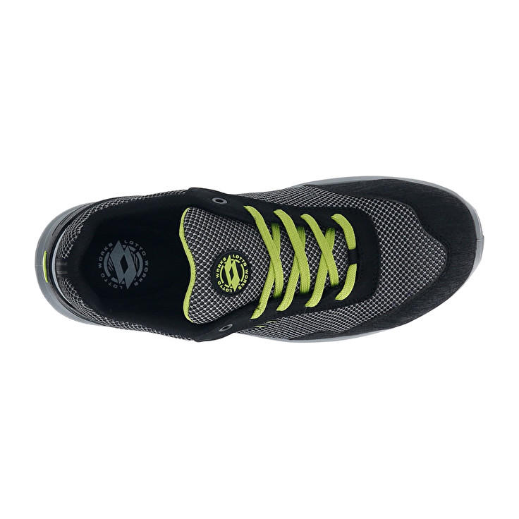 Men Lotto Hit 425 S1p Safety Shoes Dark / Silver / Green | 32587-WSRT