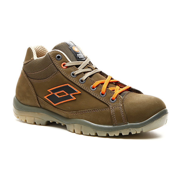 Men Lotto Jump Mid 900 S3 Src Safety Shoes Brown | 47513-XSAR