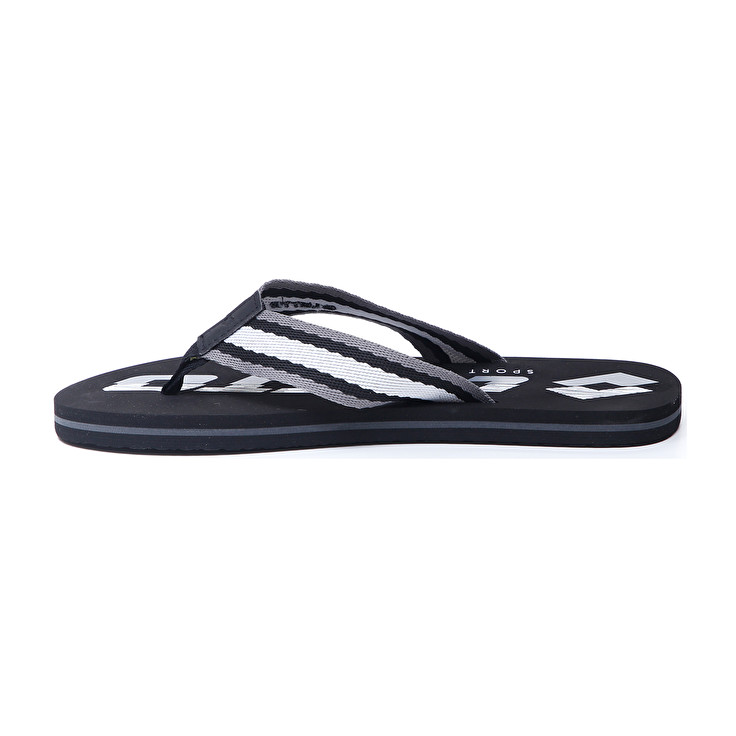 Men Lotto Nevis Flip Slippers Black / White | 80569-IQVY