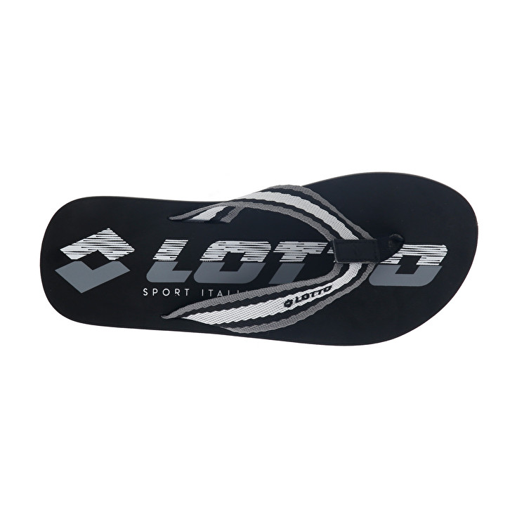 Men Lotto Nevis Flip Slippers Black / White | 80569-IQVY