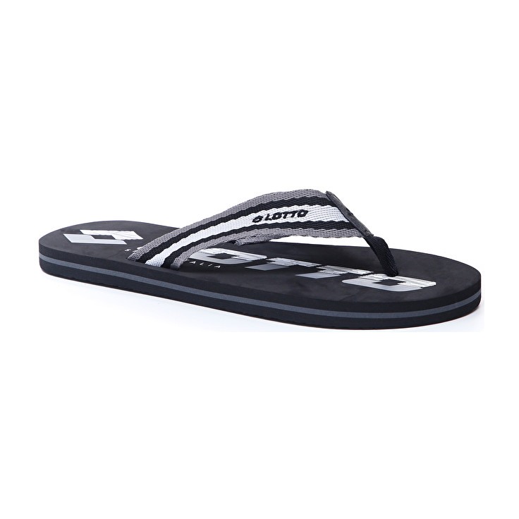 Men Lotto Nevis Flip Slippers Black / White | 80569-IQVY