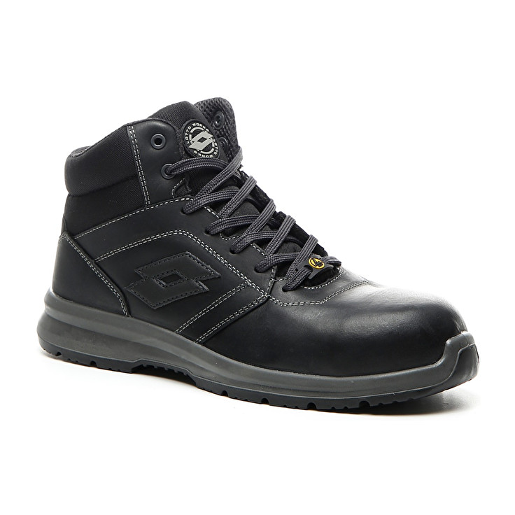 Men Lotto Race 400 Mid Esd S3 Ch Safety Shoes Black | 61378-DIVP