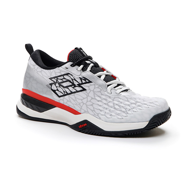 Men Lotto Raptor Hyperpulse 100 Cly Tennis Shoes White / Black / Red | 10536-KENC