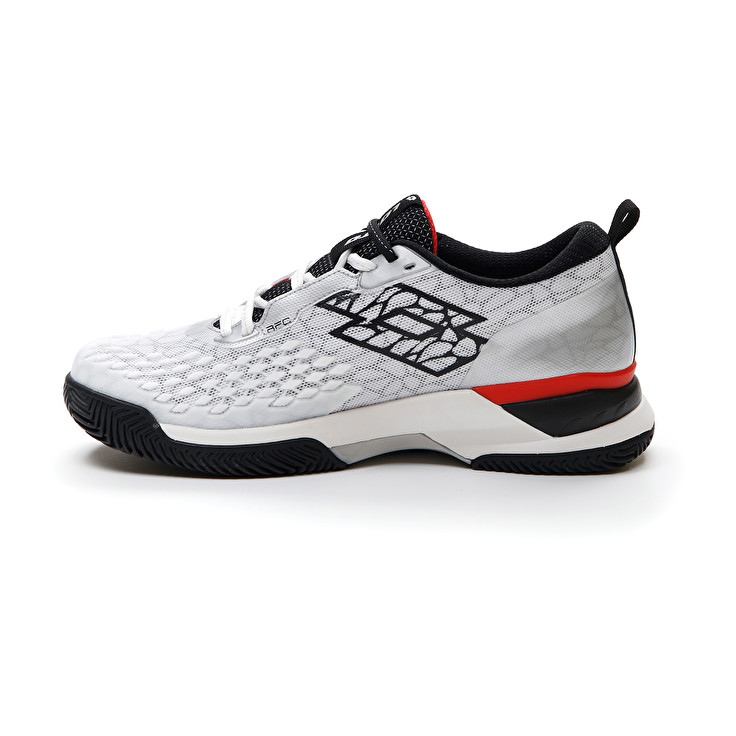 Men Lotto Raptor Hyperpulse 100 Cly Tennis Shoes White / Black / Red | 10536-KENC
