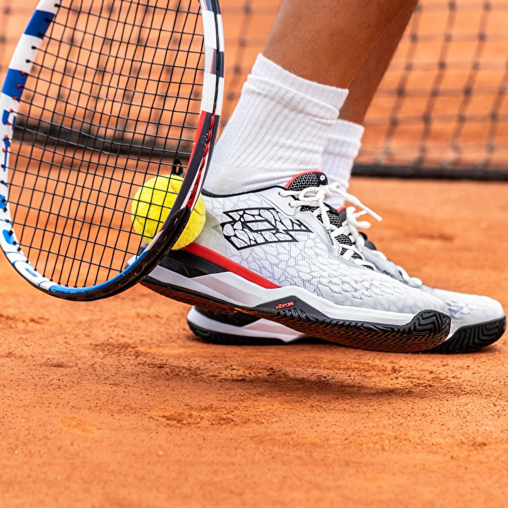 Men Lotto Raptor Hyperpulse 100 Cly Tennis Shoes White / Black / Red | 10536-KENC