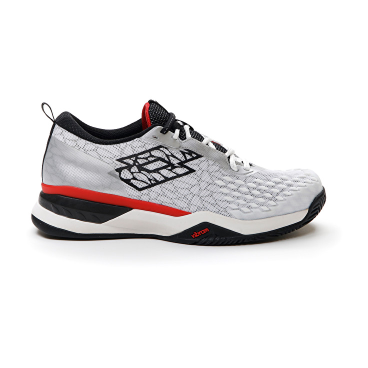 Men Lotto Raptor Hyperpulse 100 Cly Tennis Shoes White / Black / Red | 10536-KENC