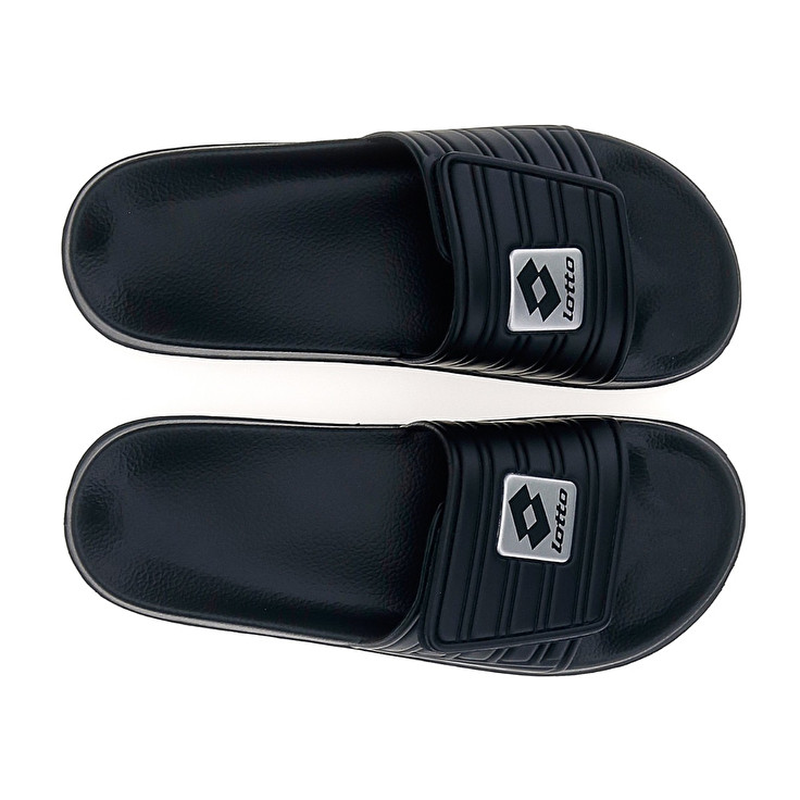 Men Lotto Rico Strap Ii Slippers Black / Silver | 83942-ULKZ