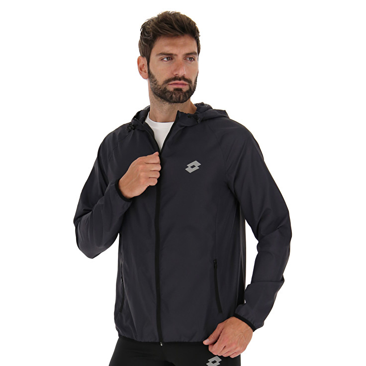 Men Lotto Run Fit Wind Jackets Black | 23960-URMF