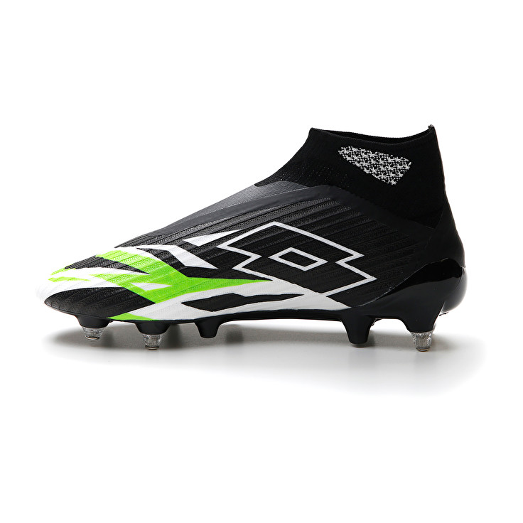 Men Lotto Solista 100 Vi Gravity Sgx Soccer Shoes Black / White / Green | 74015-ZAMS