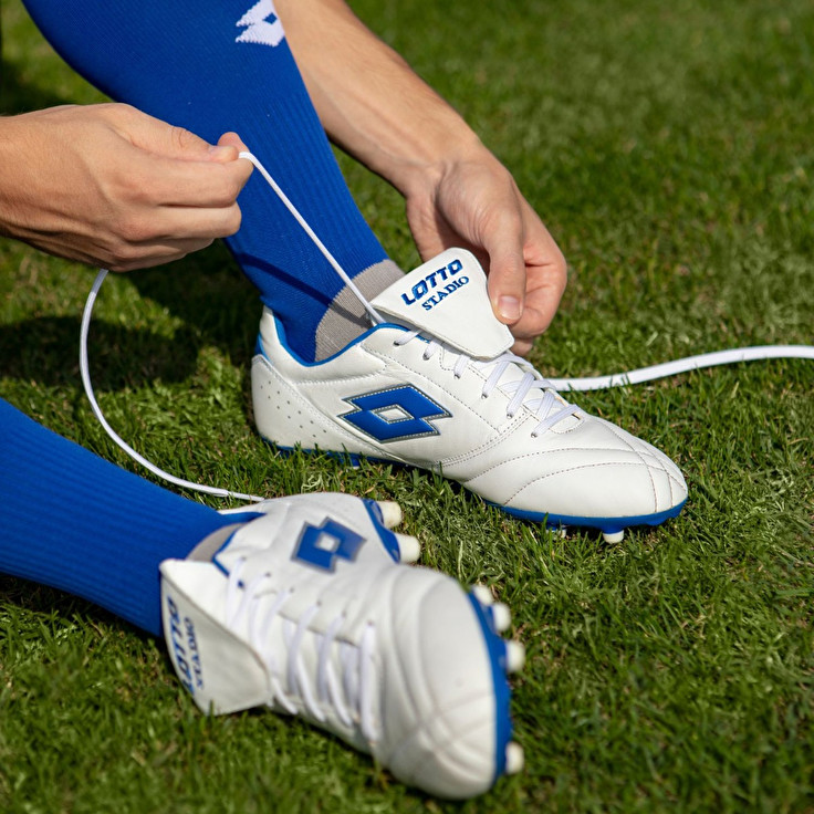 Men Lotto Stadio 200 Iii Fg Soccer Shoes White / Blue | 03184-SIAH