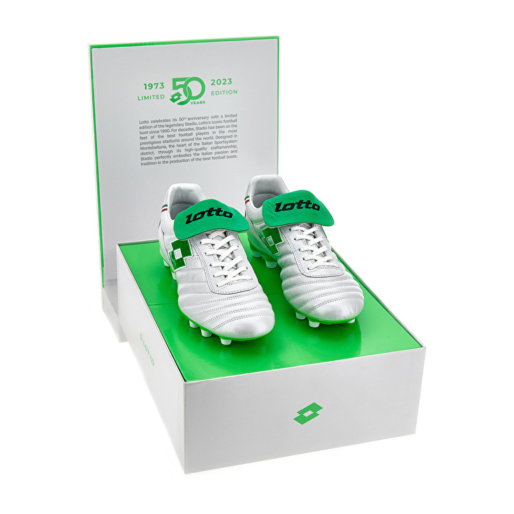 Men Lotto Stadio Og Ii Fg 50 Yrs Icon Soccer Shoes White / Green | 84023-WCJL