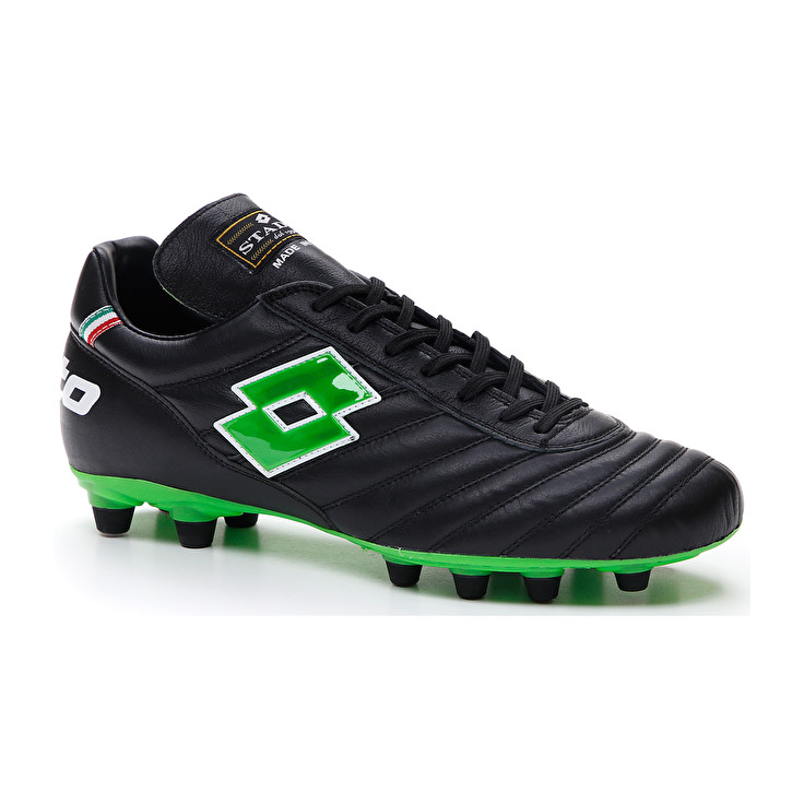 Men Lotto Stadio Og Ii Fg Soccer Shoes Black / Green | 80617-GWDH