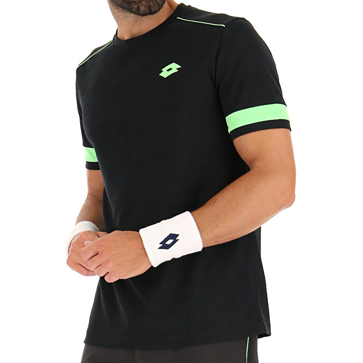 Men Lotto Superrapida V T-shirts Black / Green | 69712-BZCT