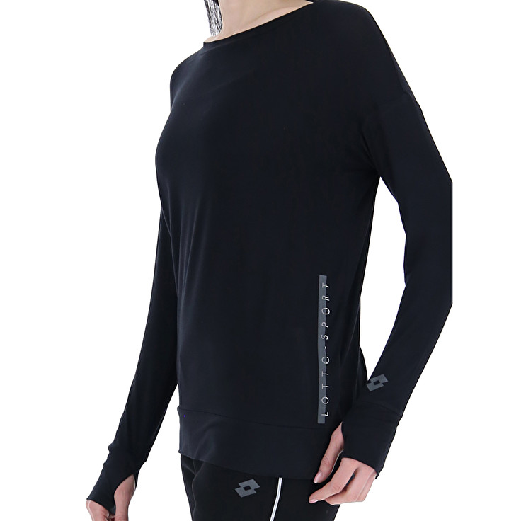 Women Lotto Dinamico W V Ls Vi T-shirts Black | 67504-NZKQ
