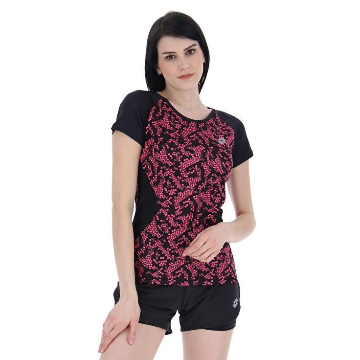Women Lotto Run&Fit W Prt4 Pl T-shirts Red / Black | 61783-OSYH