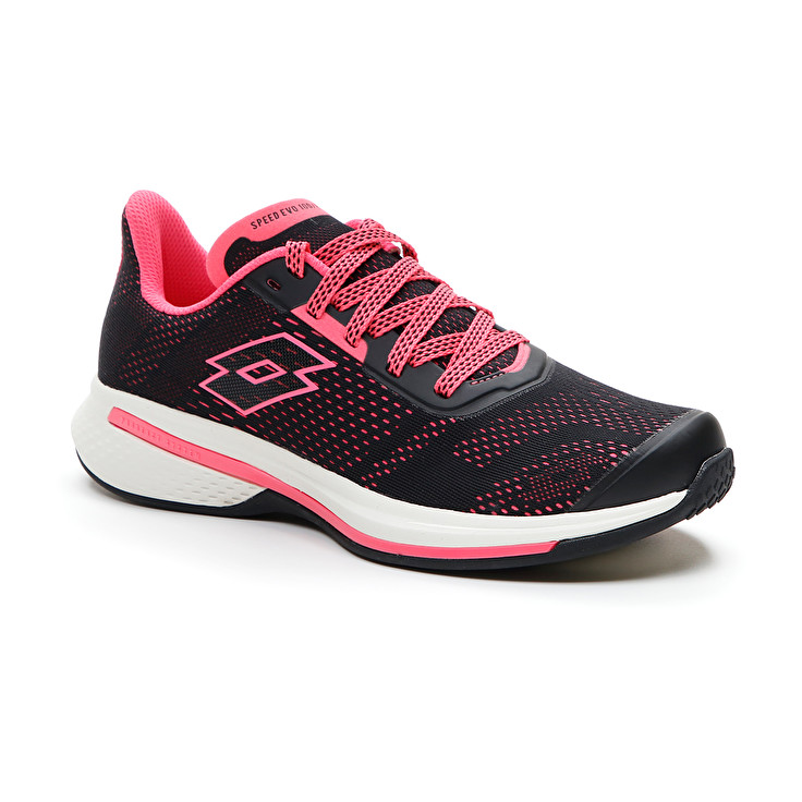 Women Lotto Speedevo 100 W Running Shoes Black / Pink | 59701-BNXM