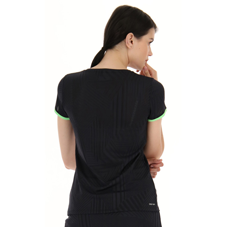 Women Lotto Superrapida W V T-shirts Black / Green | 16372-NRMC