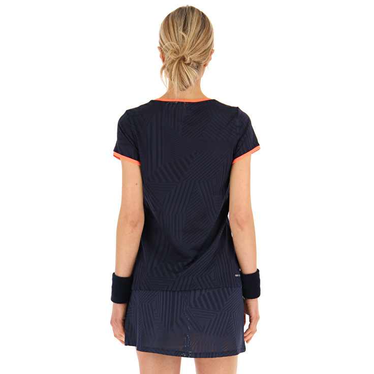 Women Lotto Superrapida W V T-shirts Navy / Blue | 89720-JVFQ